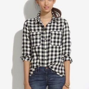 Madewell Monochrome Checkered Top 100% Cotton